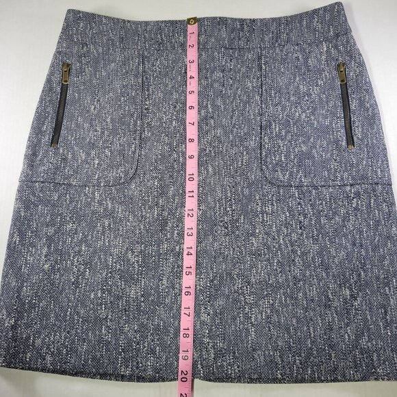 Ann Taylor Women Front Pockets & Back Zip Closure Blue/White Tweed Skirt Size 12 - Picture 6 of 7